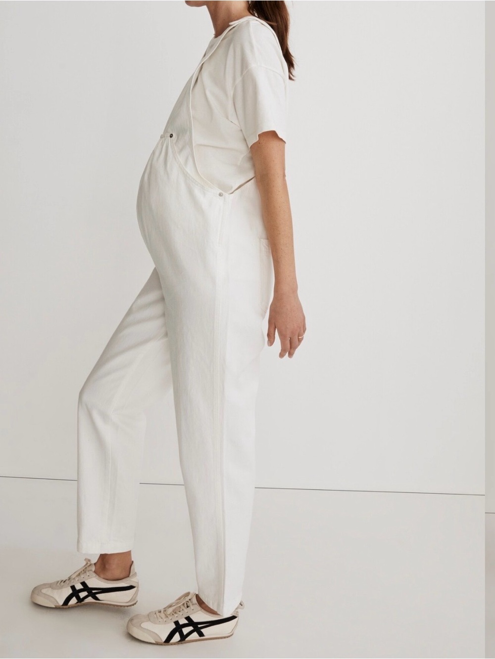 Maternity Kangaroo-Pocket
Overalls in Tile White - Picture 2 of 4